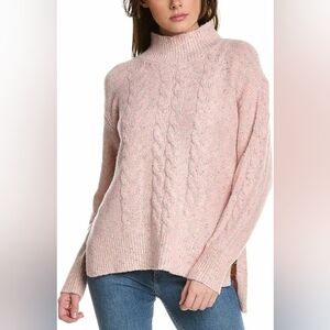 Michael Stars Sz. S Aika Cable Knit Turtleneck Sweater Ballet Pink NWT Stretch